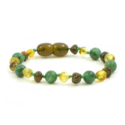 Adult Green Amber and African Jade Mix Bracelet